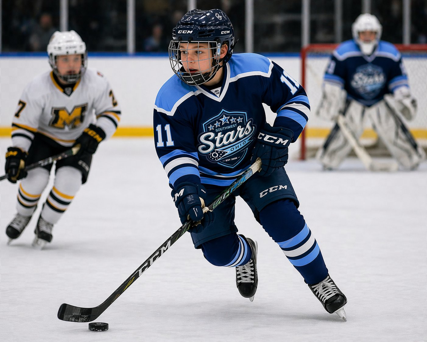 Stars player handling puck